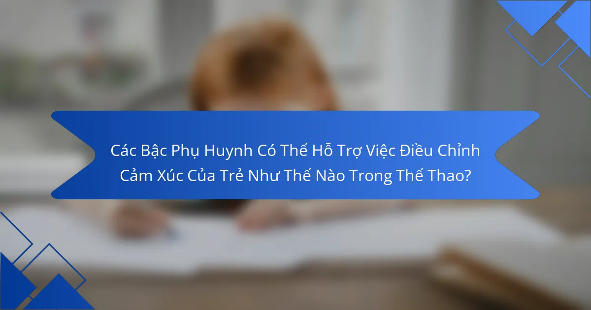 Các Bậc Phụ Huynh Có Thể Hỗ Trợ Việc Điều Chỉnh Cảm Xúc Của Trẻ Như Thế Nào Trong Thể Thao?