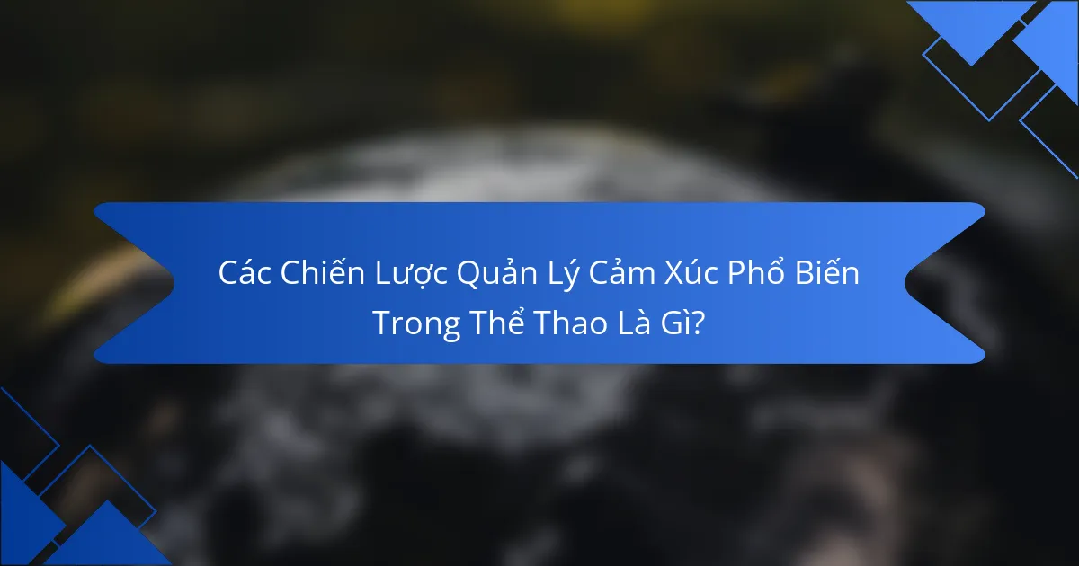 Các Chiến Lược Quản Lý Cảm Xúc Phổ Biến Trong Thể Thao Là Gì?