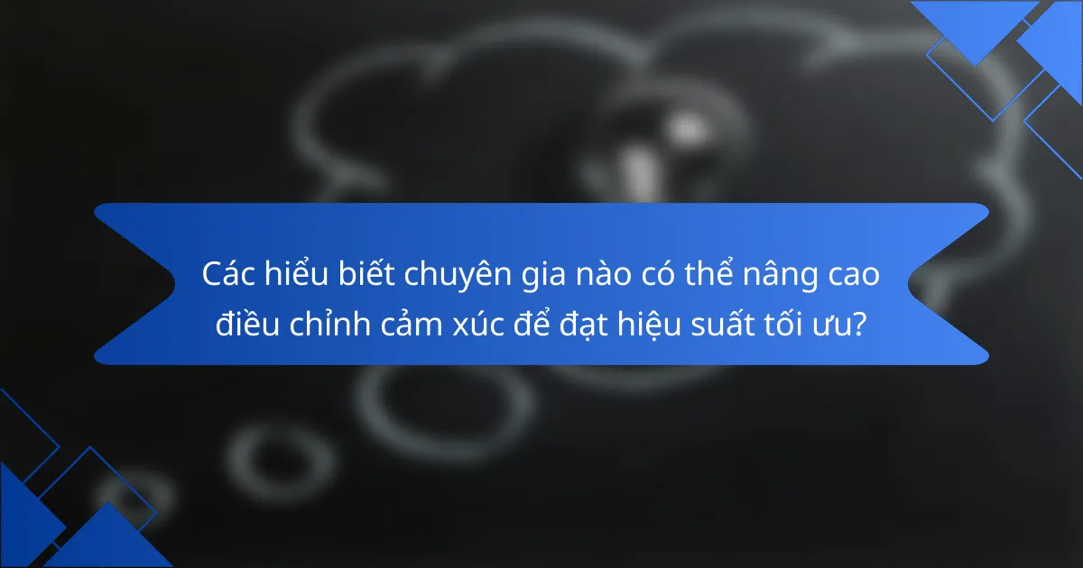 Các hiểu biết chuyên gia nào có thể nâng cao điều chỉnh cảm xúc để đạt hiệu suất tối ưu?