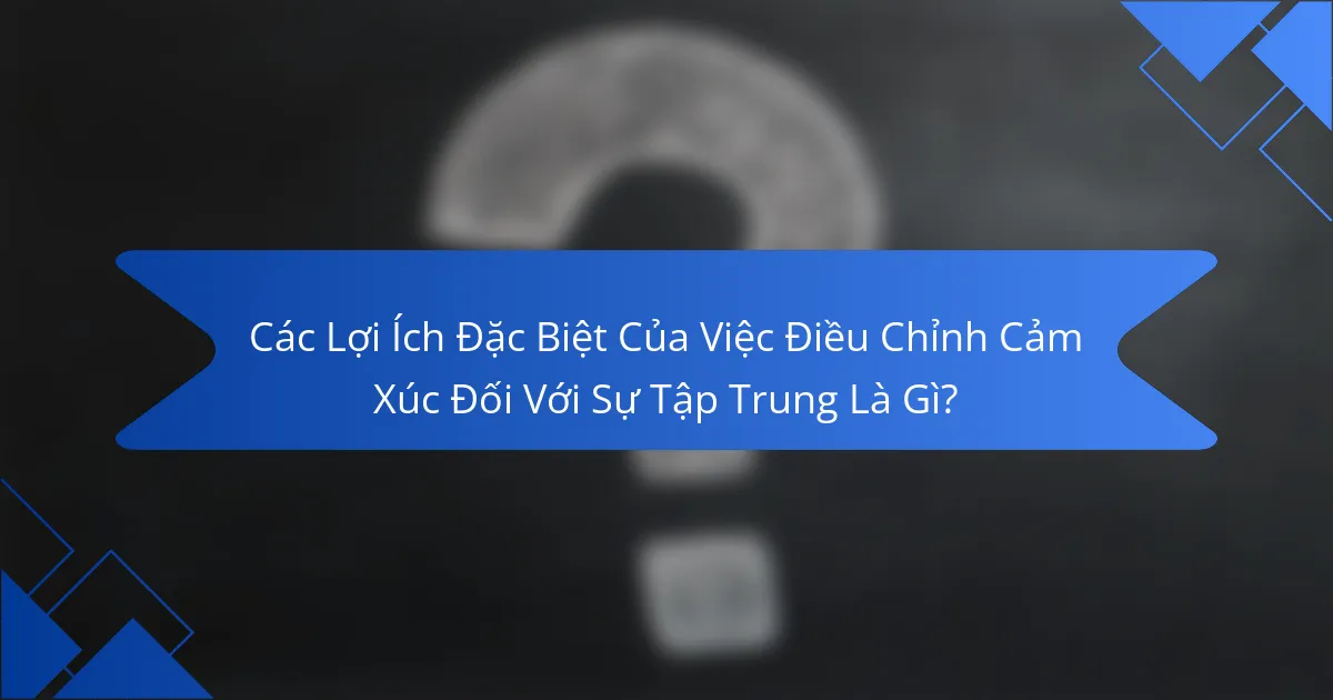 Các Lợi Ích Đặc Biệt Của Việc Điều Chỉnh Cảm Xúc Đối Với Sự Tập Trung Là Gì?