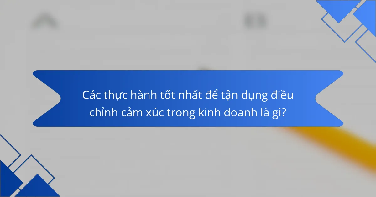 Các thực hành tốt nhất để tận dụng điều chỉnh cảm xúc trong kinh doanh là gì?