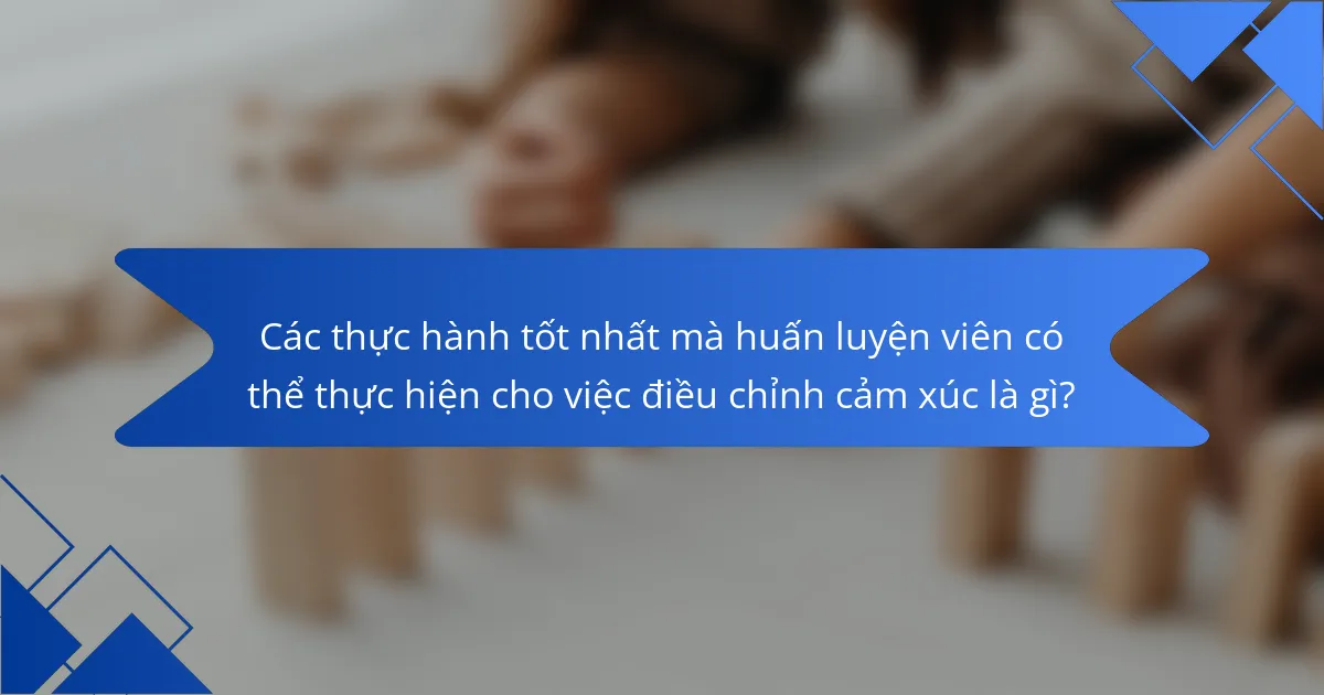 Các thực hành tốt nhất mà huấn luyện viên có thể thực hiện cho việc điều chỉnh cảm xúc là gì?