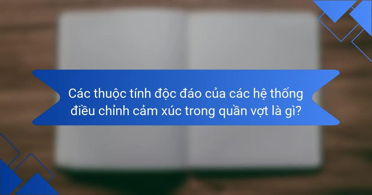 Các thuộc tính độc đáo của các hệ thống điều chỉnh cảm xúc trong quần vợt là gì?