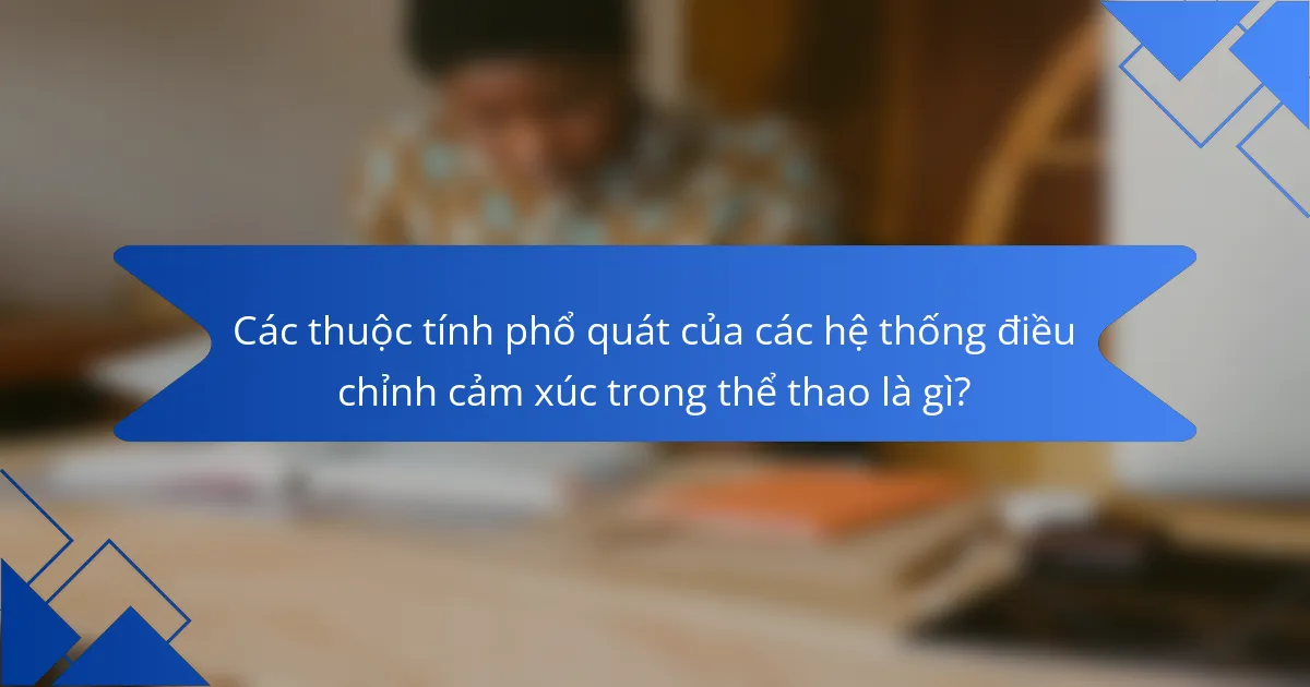 Các thuộc tính phổ quát của các hệ thống điều chỉnh cảm xúc trong thể thao là gì?