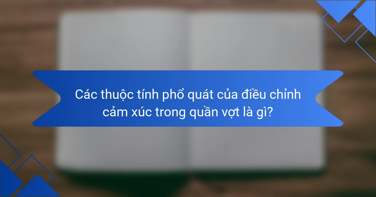 Các thuộc tính phổ quát của điều chỉnh cảm xúc trong quần vợt là gì?