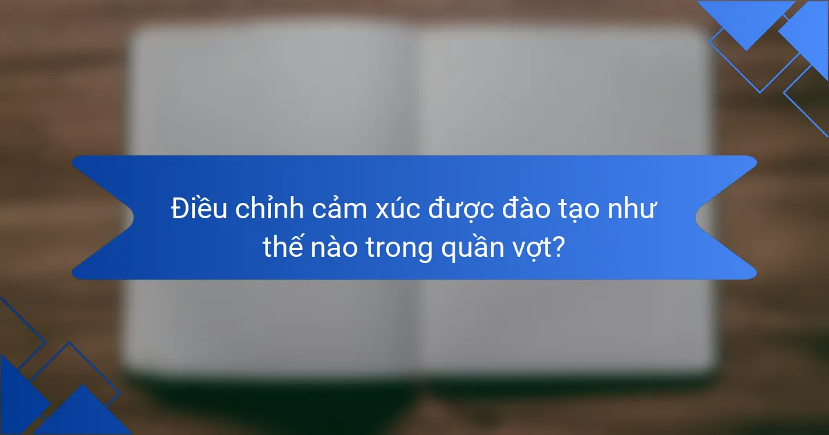 Điều chỉnh cảm xúc được đào tạo như thế nào trong quần vợt?