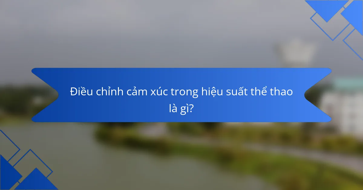 Điều chỉnh cảm xúc trong hiệu suất thể thao là gì?