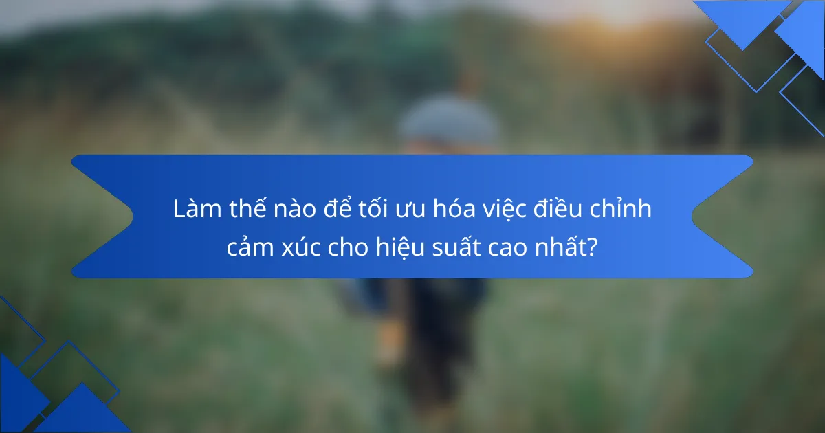 Làm thế nào để tối ưu hóa việc điều chỉnh cảm xúc cho hiệu suất cao nhất?