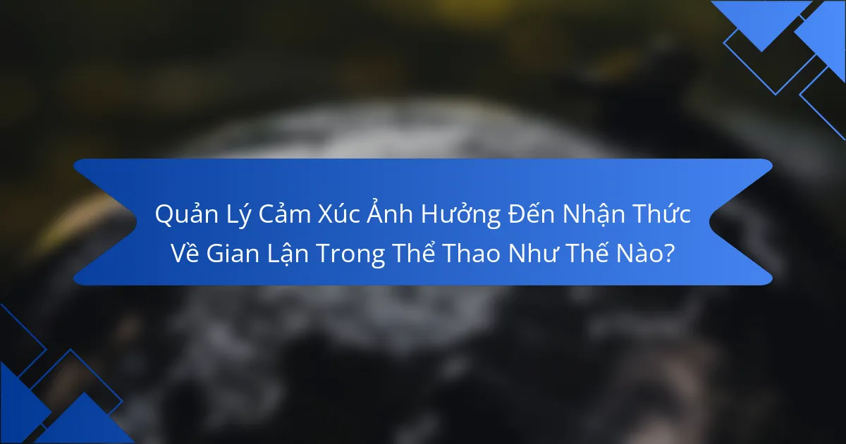 Quản Lý Cảm Xúc Ảnh Hưởng Đến Nhận Thức Về Gian Lận Trong Thể Thao Như Thế Nào?
