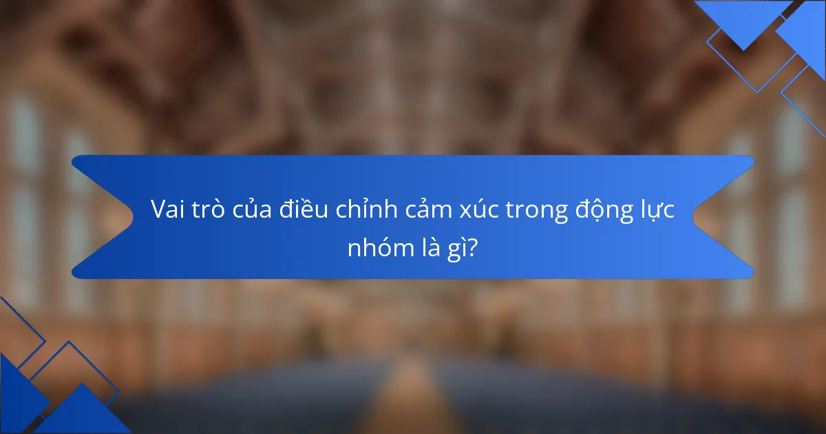 Vai trò của điều chỉnh cảm xúc trong động lực nhóm là gì?